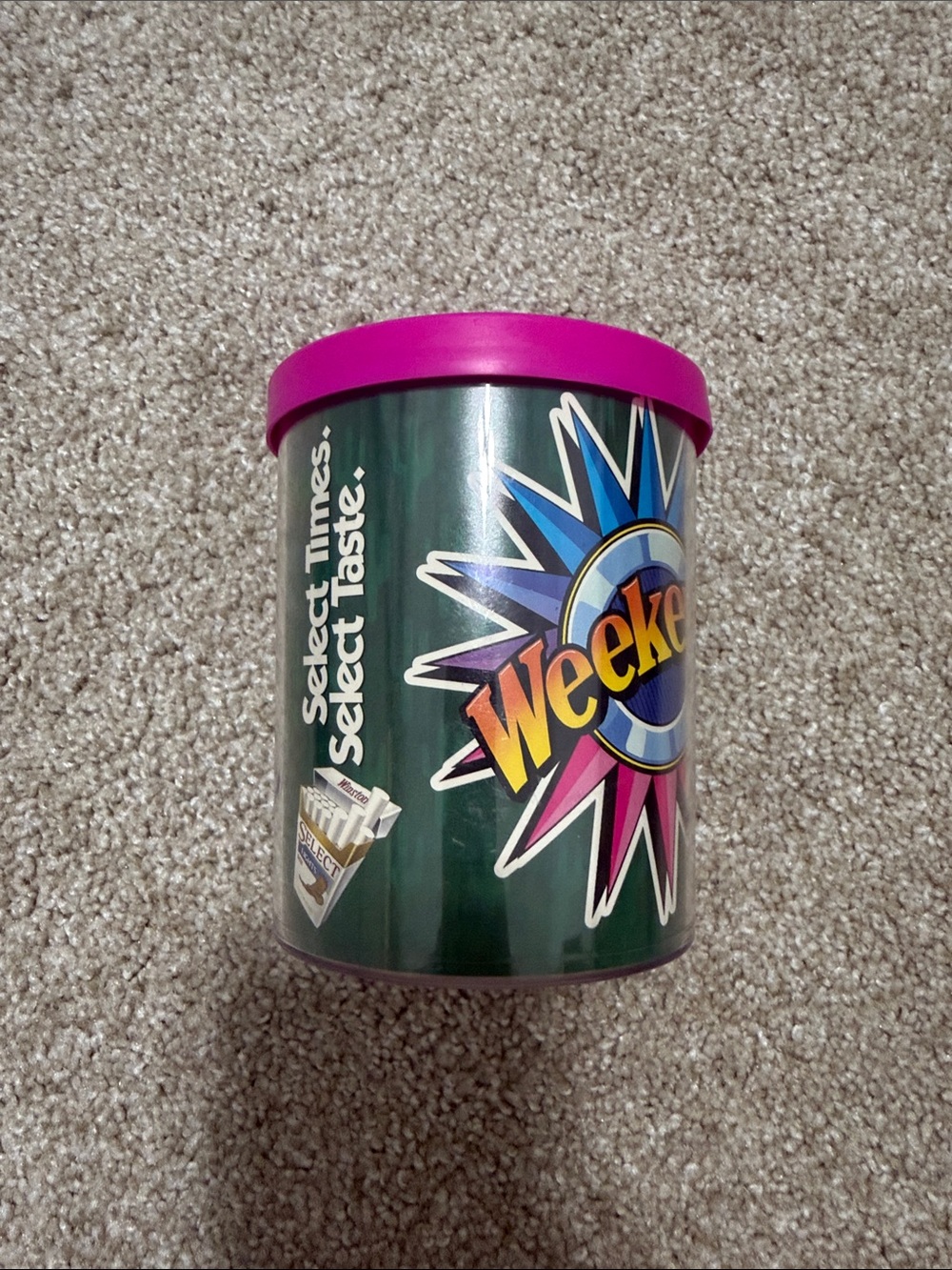 Vintage 1994 Winston Select "Weekends" promotional can koozie container